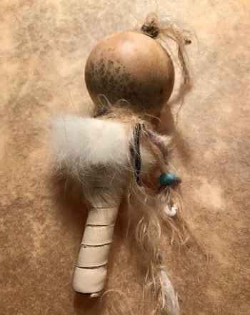 baby gourd rattle white leather front