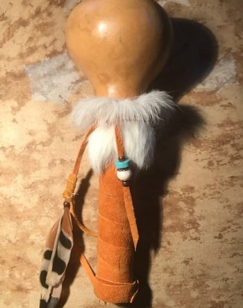 gord rattle with feathers bone turquoise