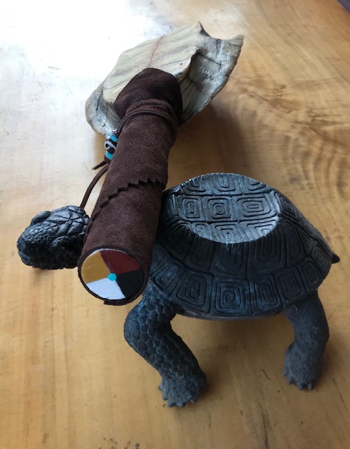 large ceremonial turtle rattle handle